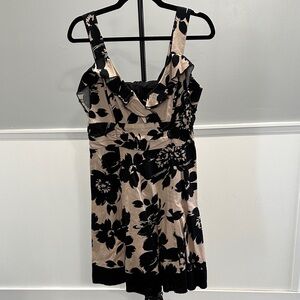 Perceptions Black and Cream Floral Mini Dress